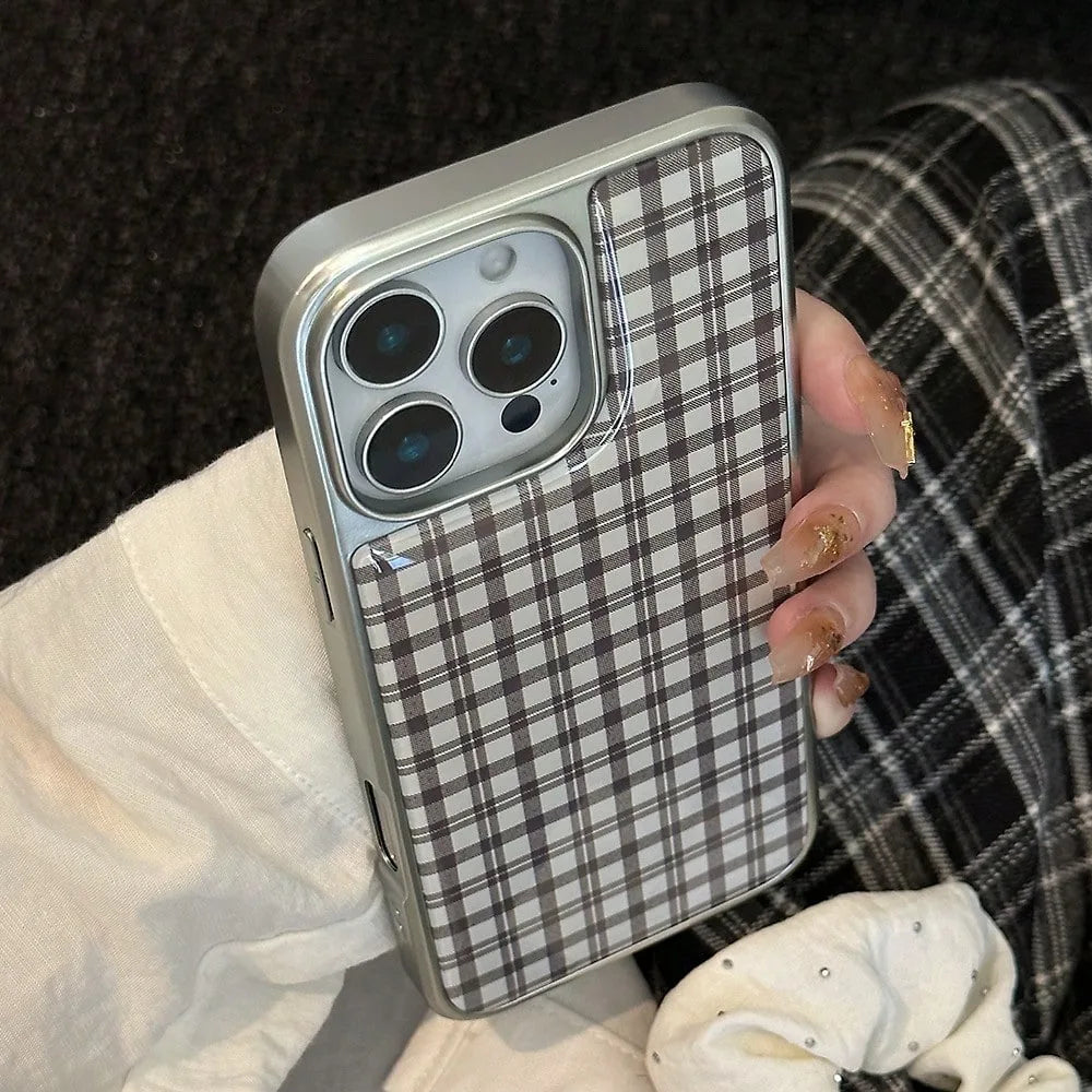 Retro Polka Dot iPhone Case with Silver Edge – Shockproof TPU (iPhone XR–17 Pro Max)