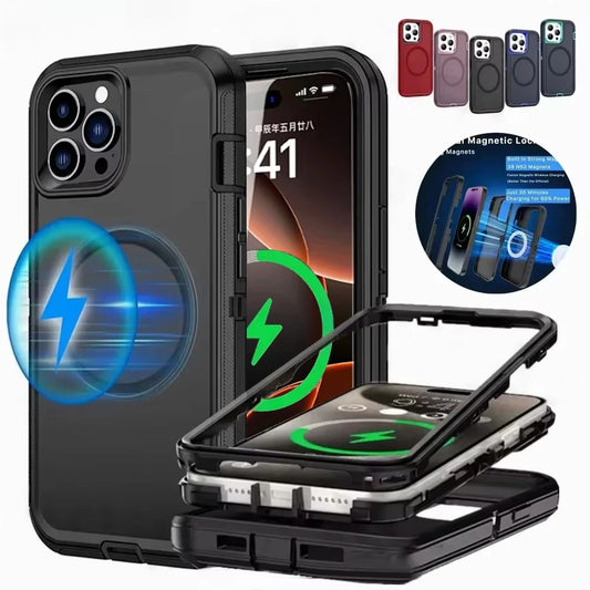 MagSafe Armor Shockproof iPhone Case – Heavy Duty Protection (iPhone 13–17 Pro Max)